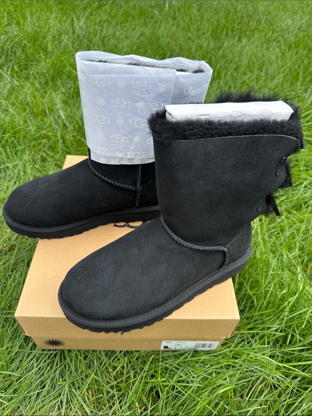 UGG Black Bailey Bow II Sheepskin Boots